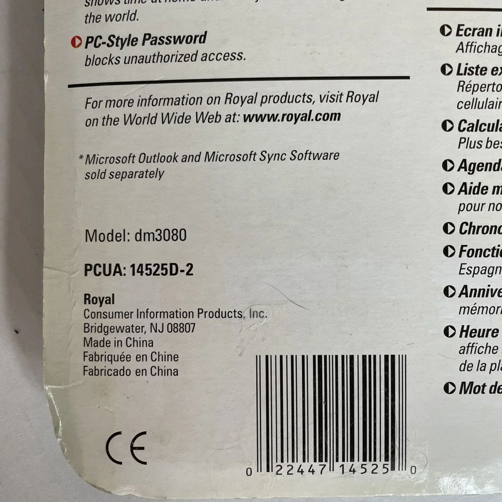 NEW Royal Electronic Pocket Organizer DS3080 384kb Backlit Display 6 Languages